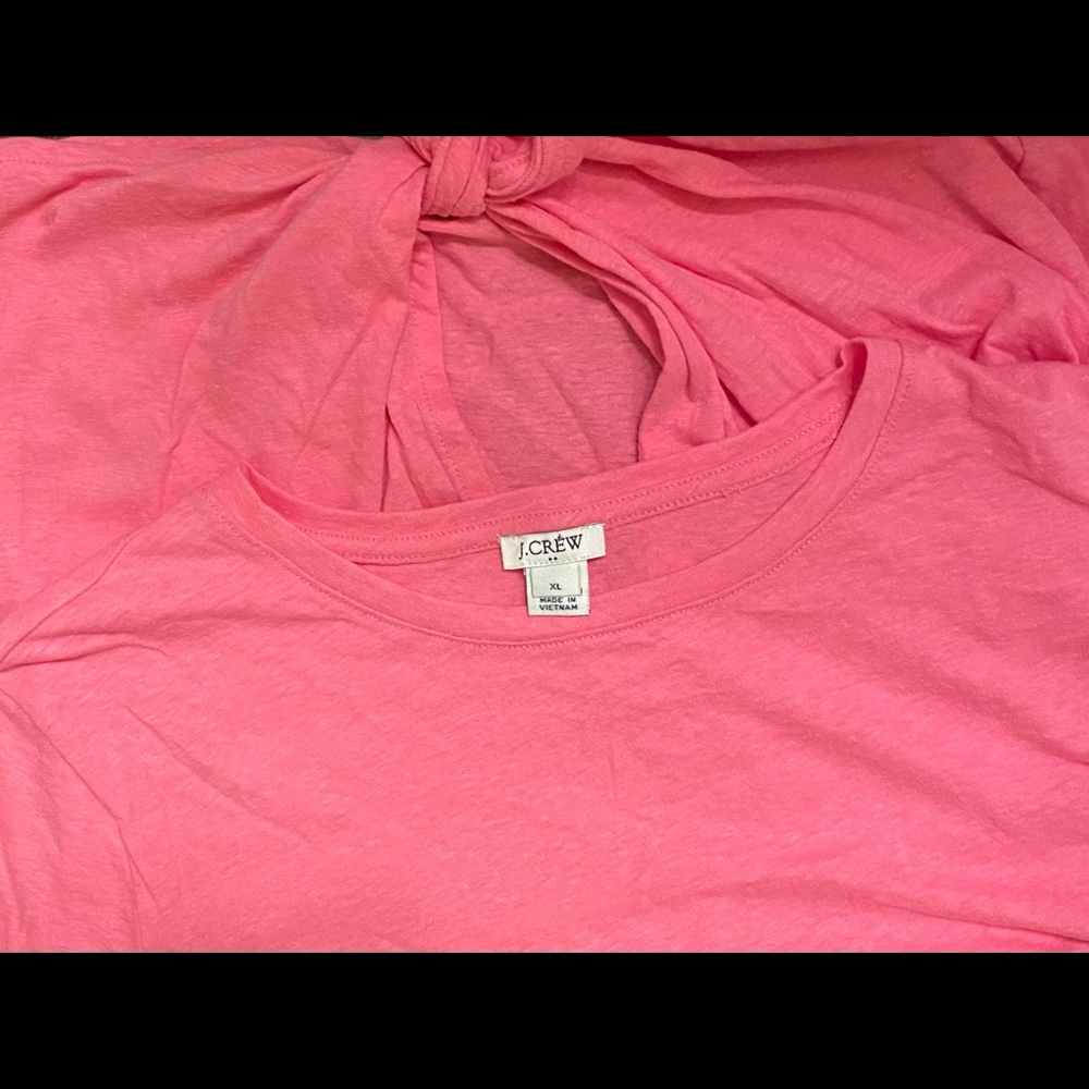 J. Crew Women's Size XL Pink Open Tied Back Short Sleeve T-Shirt